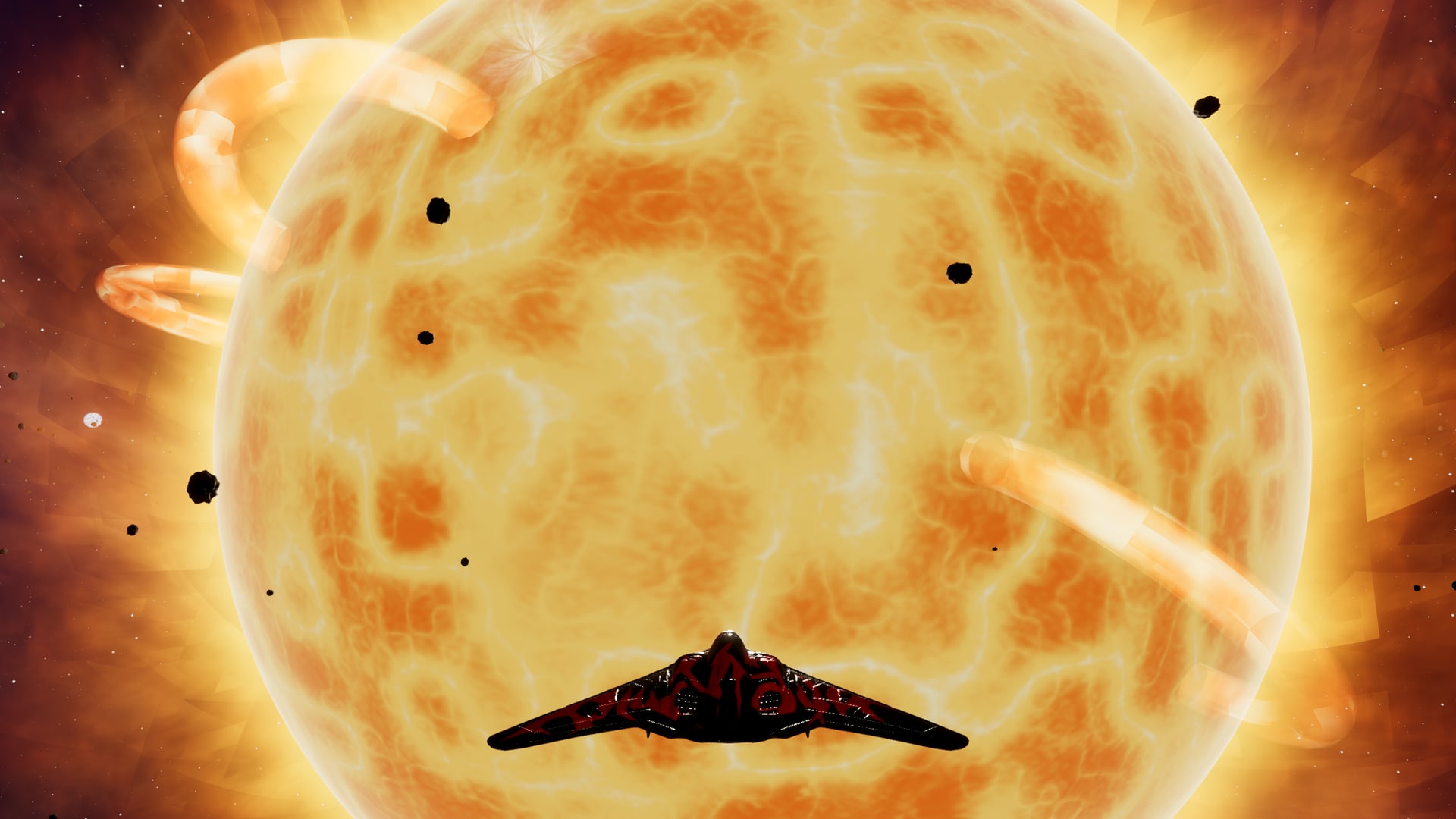 Vista temprana de un sistema solar en CONTRABAND 2: Beyond the Fold, construida en Godot